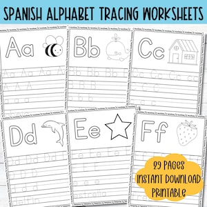 Hojas de trabajo para practicar el alfabeto español Hojas de trabajo imprimibles para preescolar Hoja de trabajo de actividades en español Página de seguimiento de letras en español Educación en el hogar en español