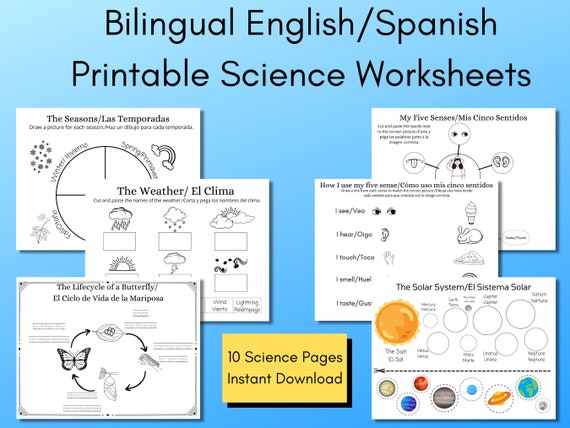 bilingual english spanish printable downloadable science etsy
