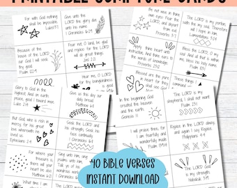Cartões de Escrituras para Imprimir para Crianças, Flashcards de Versículos Bíblicos KJV, Cartões de Versículos para Colorir e Memorizar, Escola Dominical Cristã, Versão King James para Imprimir