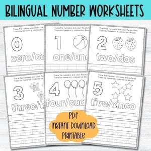 Kindergarten Bilingual Number Tracing Worksheet Homeschool Preschool Spanish Number Coloring Sheets