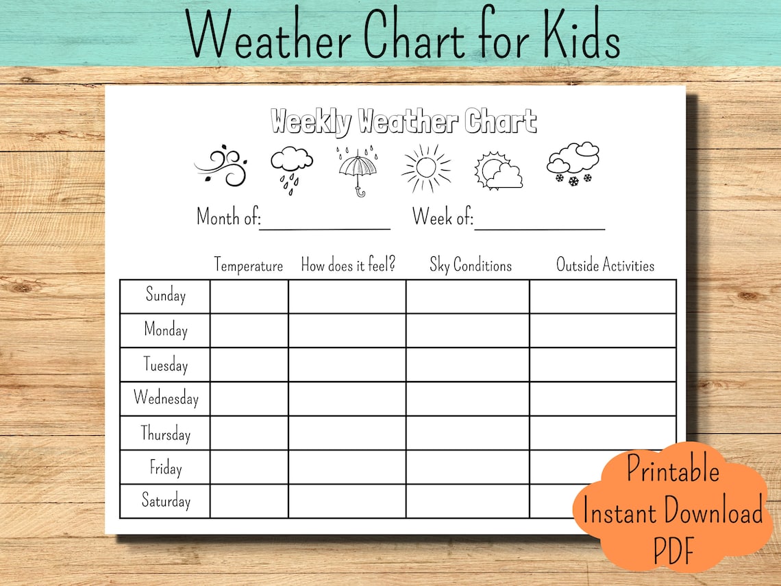Weather Tracker Printable Weekly Weather Tracker Weather Chart Kids ...