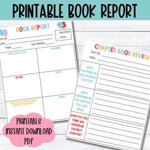 Kids Book Report Template Printable Book Report Worksheet Homeschool Reading Comprehension Chapter Book Activity Elementary Book Report