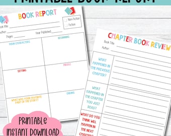 Kids Book Report Template Printable Book Report Worksheet Homeschool Reading Comprehension Chapter Book Activity Elementary Book Report