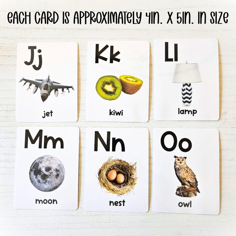 Preschool ABC Laminated Flashcards Real Life Picture Alphabet Cards