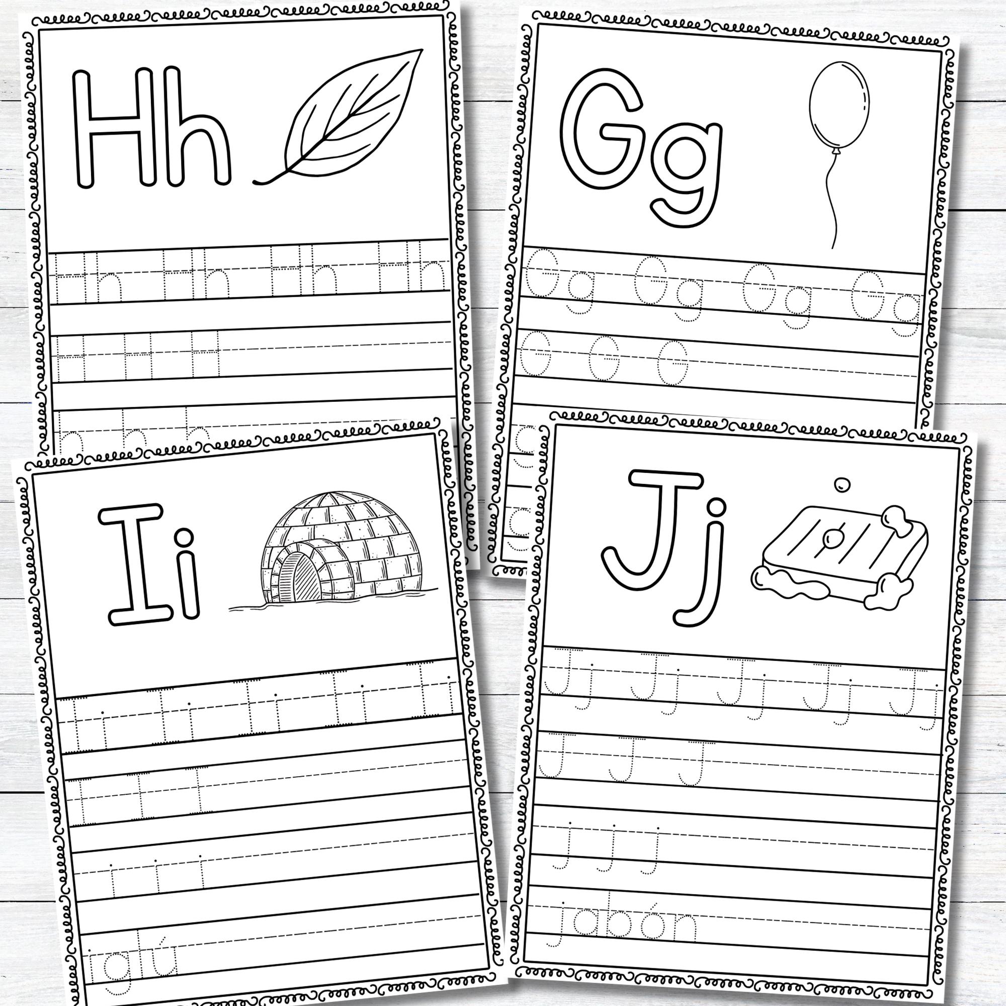 Spanish Alphabet Practice Tracing Worksheets Printable Preschool ...