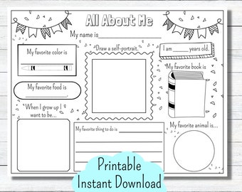 All About Me Printable Homeschool Page About Me Kid Worksheet Coloring Page All About Me Activity Sheet Get To Know Me Worksheet