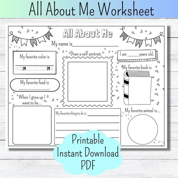 All About Me Printable Homeschool Page About Me Kid Worksheet Coloring Page All About Me Activity Sheet Get To Know Me Worksheet