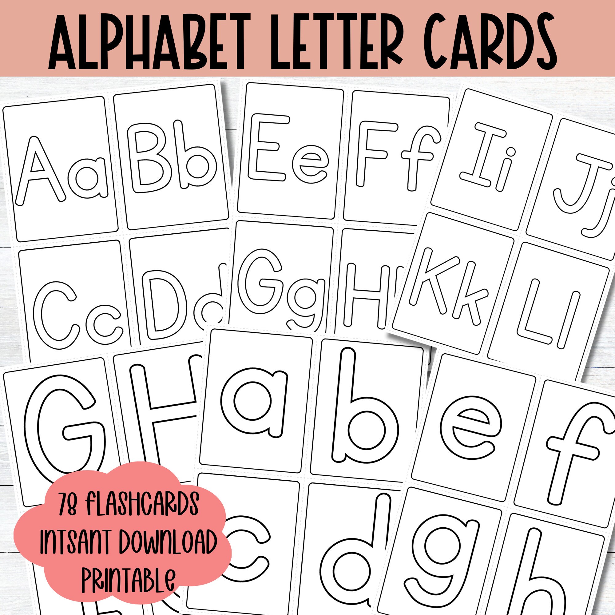 Printable Alphabet Letter Cards ABC Flashcards Preschool Learning ...