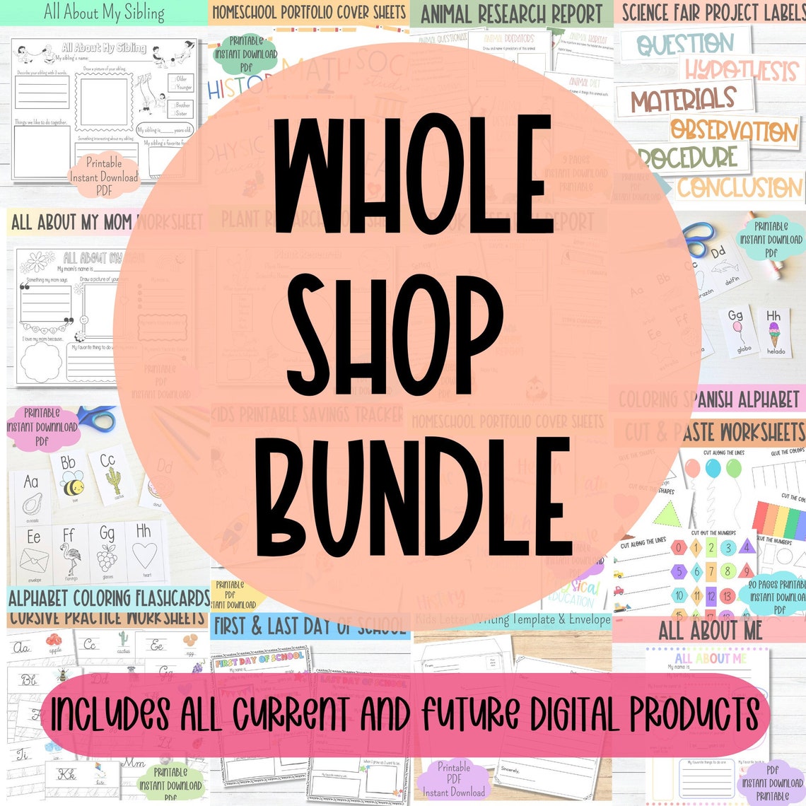 Homeschool Printable Worksheet Bundle: Whole Shop Access (PDF) - Etsy