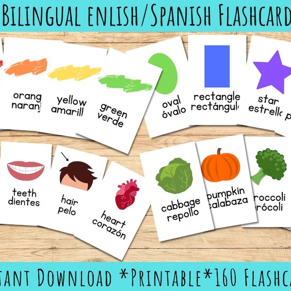 Bilingual Cards Spanish Flashcards English Spanish Printable Flashcards Learn Spanish Shapes Colors Numbers Spanish Word Cards