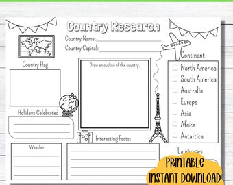Country Research Report Printable History Project Homeschool Country Study Social Studies Report Template