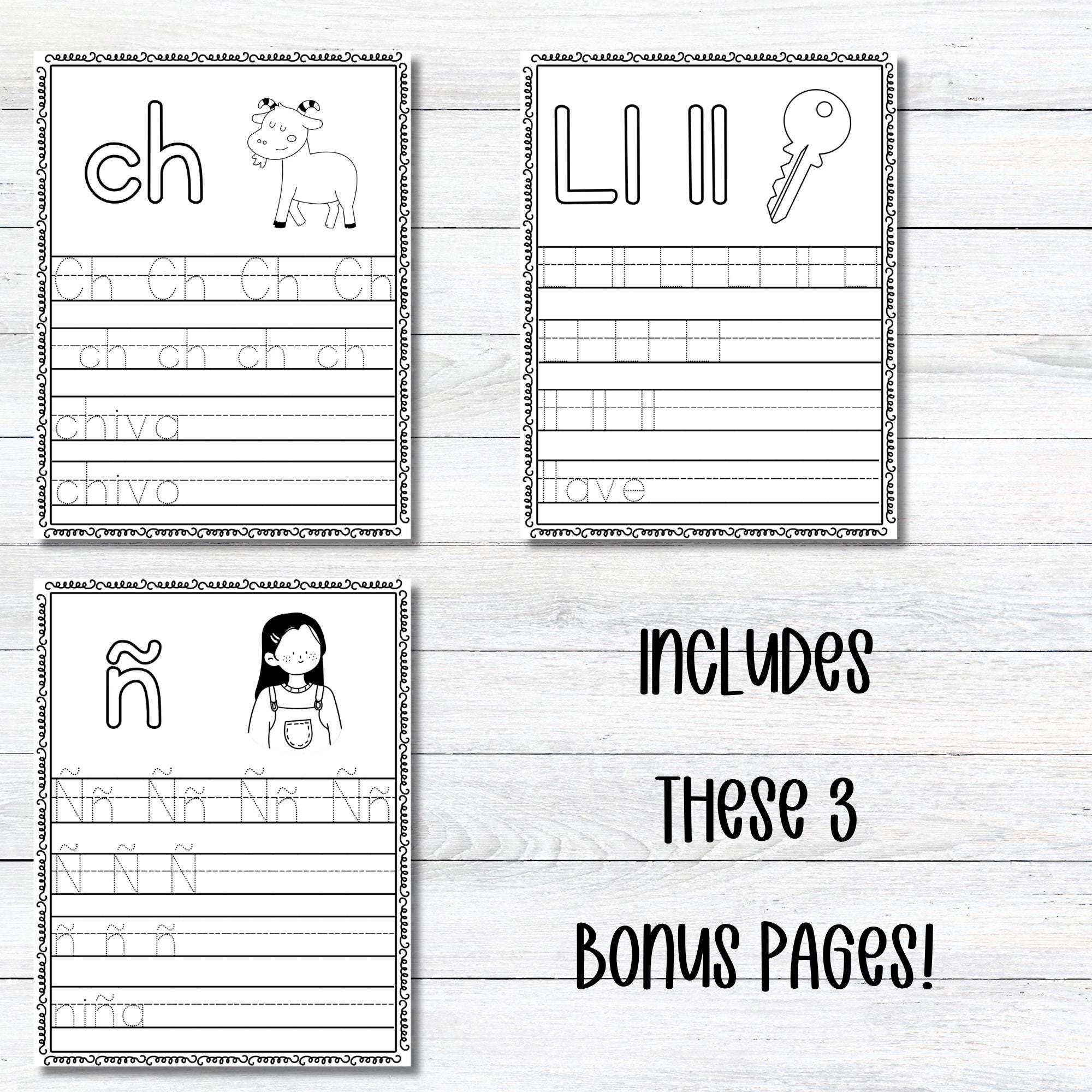 Spanish Alphabet Practice Tracing Worksheets Printable Preschool ...