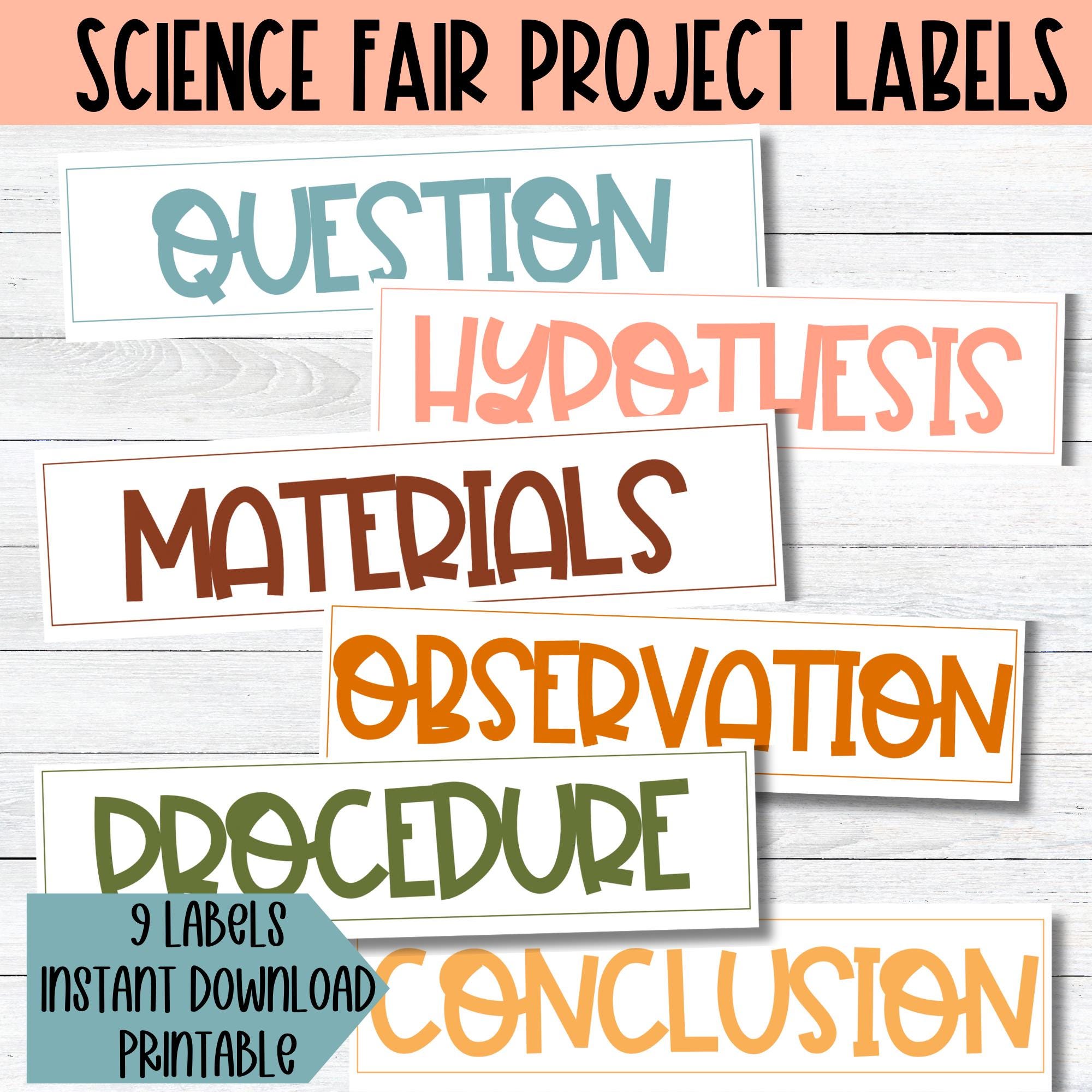Printable Science Fair Project Labels Science Experiment Labels Science Board Labels Science Project Poster Scientific Method Project Label - Etsy for Free Printable Printable Science Fair Labels