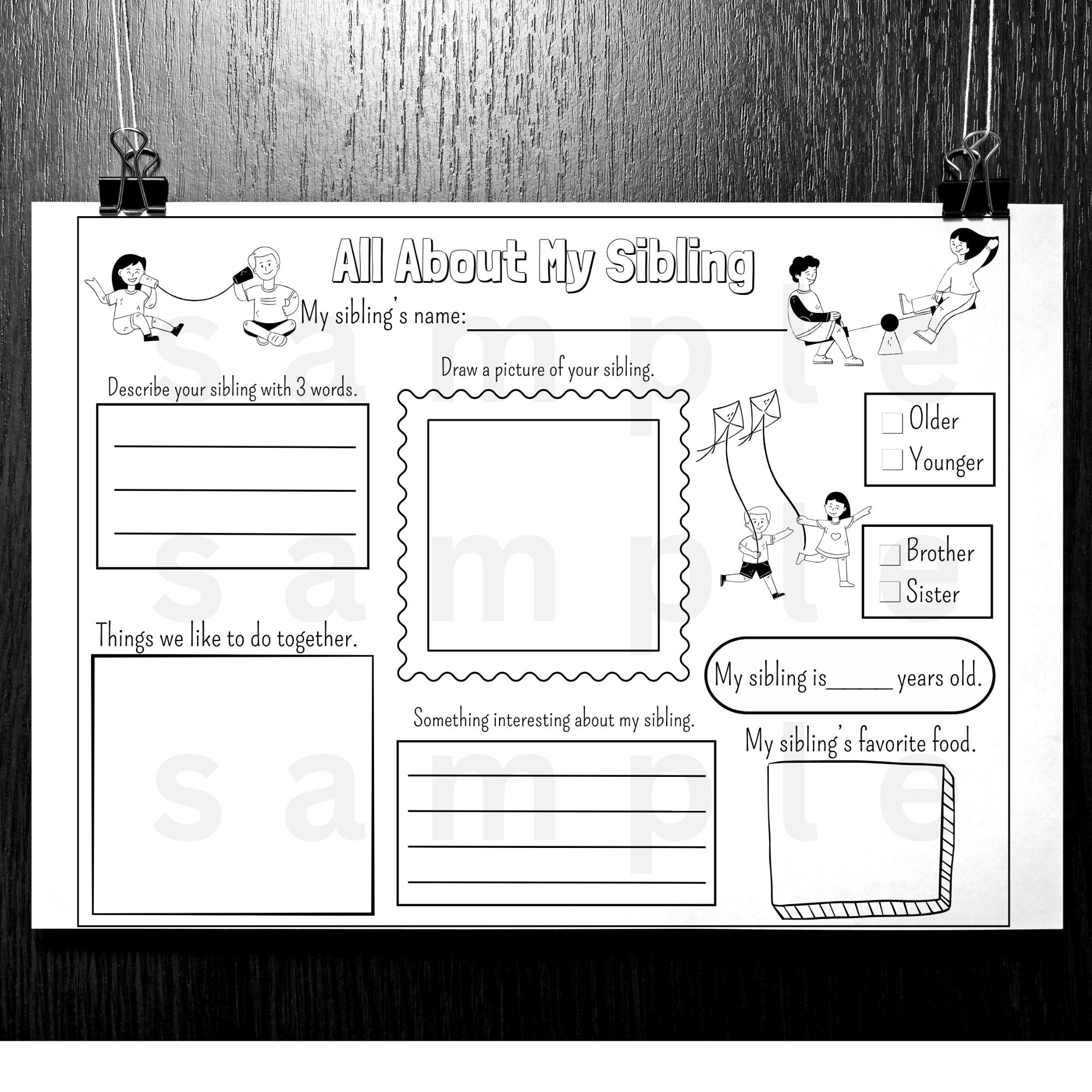 All About Me Printable Worksheet All About My Sibling Coloring Page