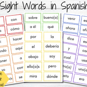 Spanish Words Spanish Sight Words Learn Spanish Kinder Sight Words Spanish Flashcards Sight Words Spanish Word Cards Homeschool Spanish