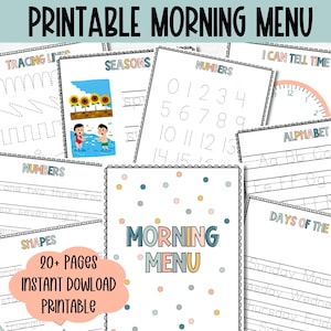 Preschool Morning Menu: Tracing Workbook, Homeschool Kindergarten (Digital Download)