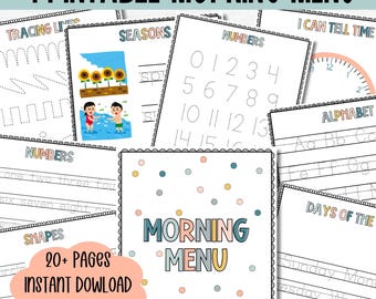 Wydrukuj menu poranne dla przedszkolaków, edukacja domowa, książka z zadaniami, rozgrzewka, ćwiczenia dla przedszkolaków, ćwiczenie pisania i śledzenia