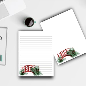 Japanische Garten Brücke Briefpapier/Schreibpapier/8,5 x 11 US Letter/Digital Download liniert und leer/Instant Download