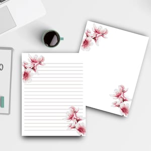 Kirschblüten-Briefpapier/Schreibpapier/8,5 x 11 US Letter/Digital Download liniert und leer/Instant Download