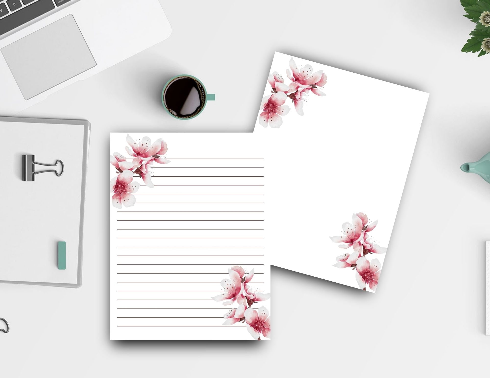 Cherry Blossom Stationery Printable Paper/Writing Paper/8.5x11 | Etsy