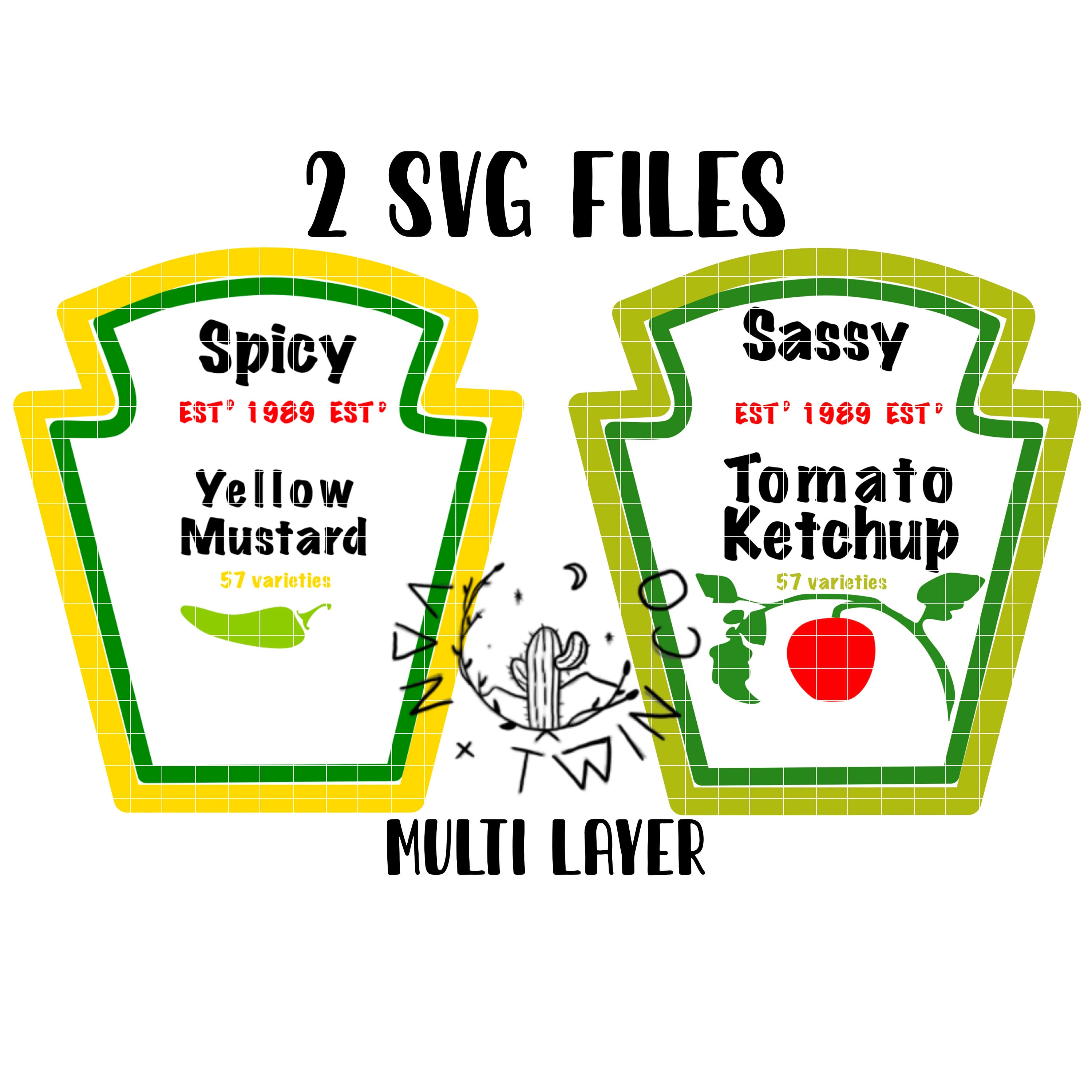 Ketchup and Mustard Label SVG Twin SVG Vinyl Design Etsy Norway