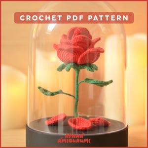 魅惑の永遠のバラのかぎ針編みパターン チュートリアル PDF English français amigurumi