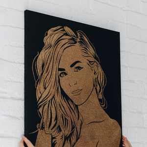 Beautiful Present For Her Gold Glitter Portrait Get Your Girlfriend a Nice Glitter Portrait