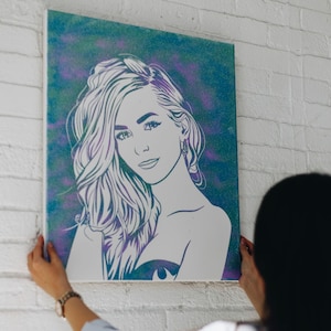 Best Gift For Her Custom Made Glitter Portrait - Perfect Valentine&#39;s Day Gift - Beautiful Present For Your Girlfriend