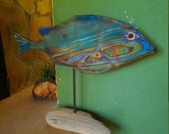 Fisch Skulptur zurückgefordert Holz Fisch Wohnkultur Fischer Geschenk Holz geschnitzt Fisch Weihnachtsgeschenk