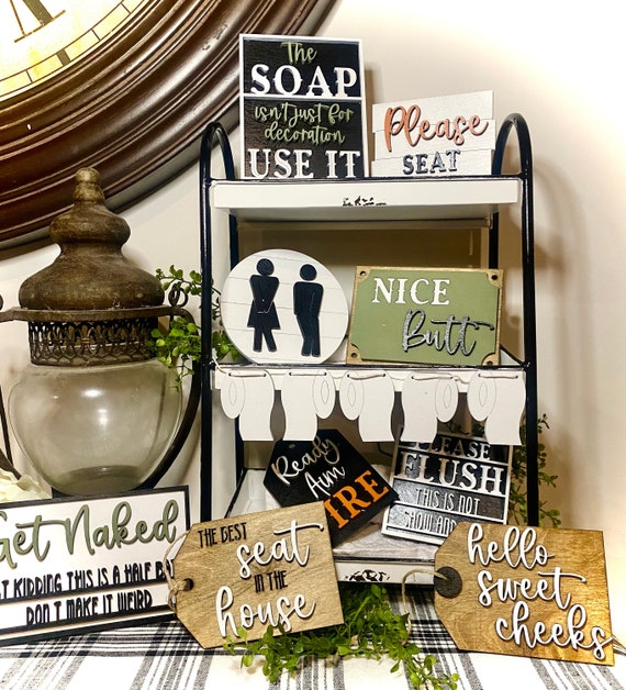 Bathroom Tiered Tray Decor Bathroom Decor Bathroom Signs Etsy