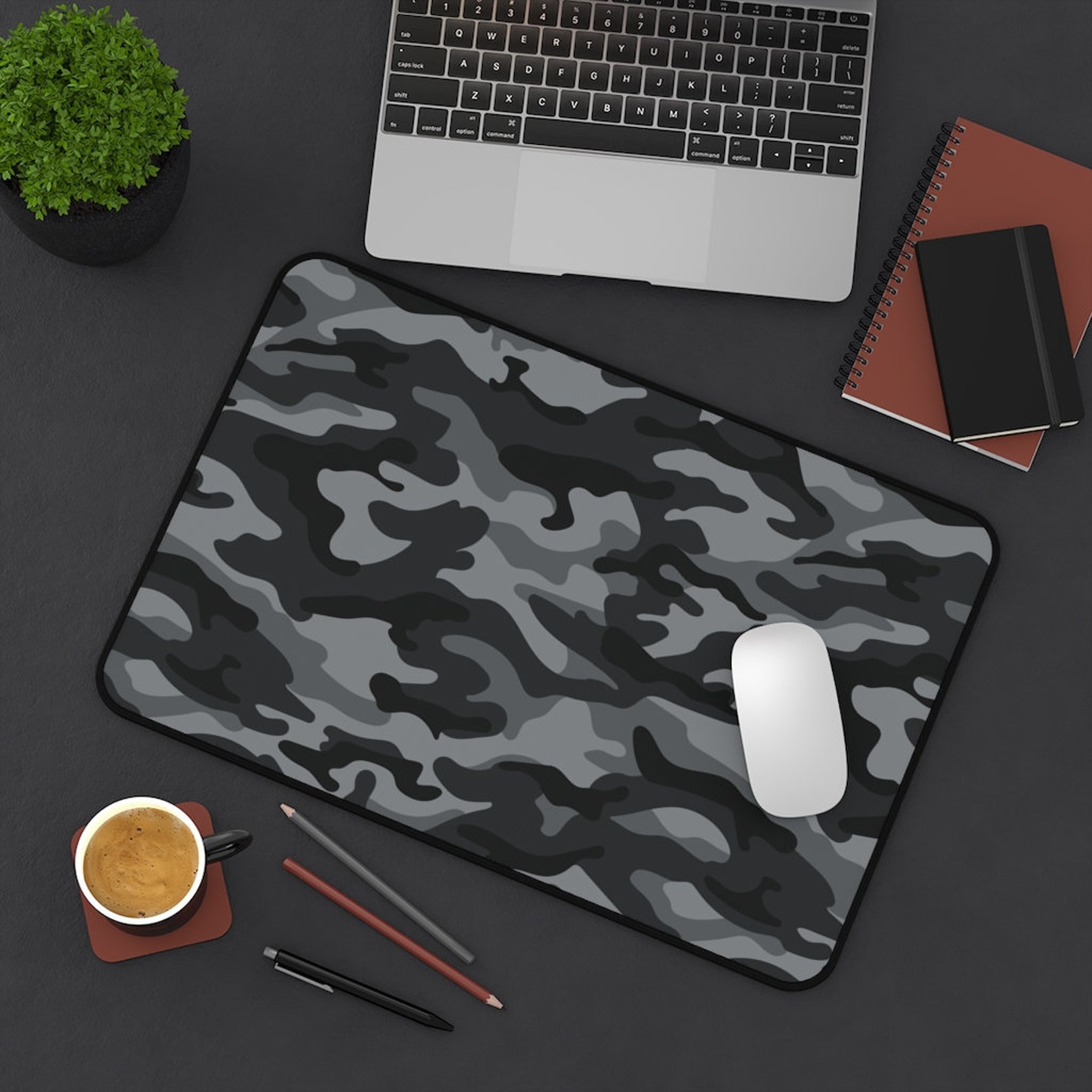 Black Camo Desk Mat Desk Mat for Gaming Black and White Etsy