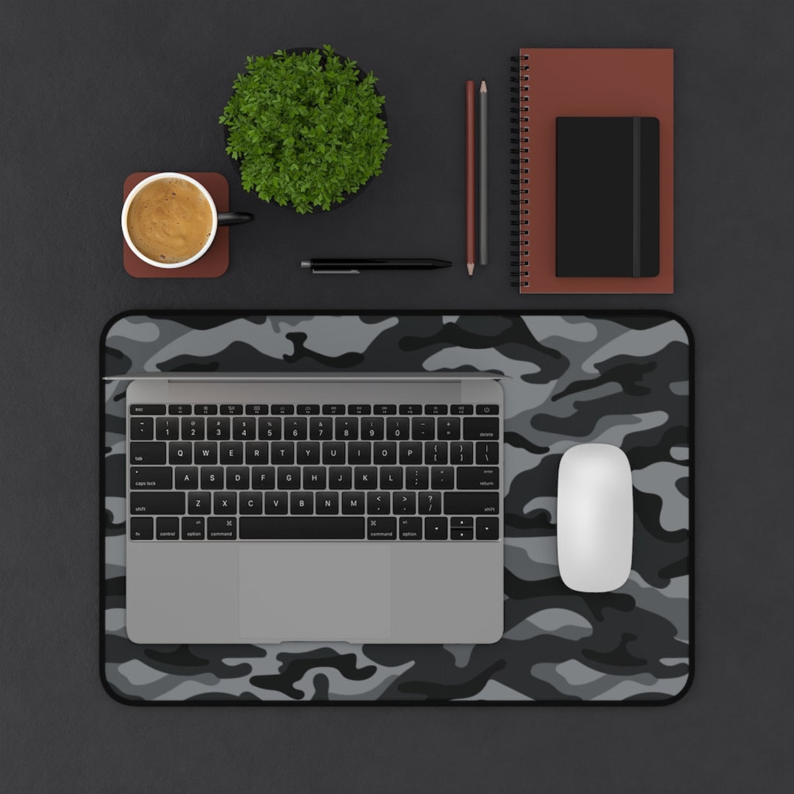 Black Camo Desk Mat Desk Mat for Gaming Black and White Etsy