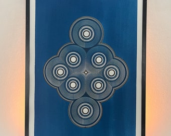 mitosis No.10 - Original kein Druck - generative art - Plotterart - Cyanotypie - Unikat