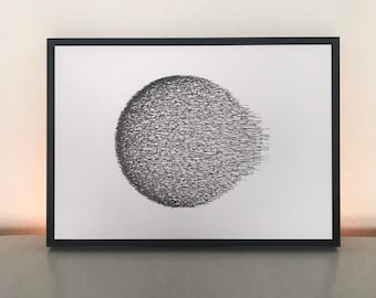 bursting planet iteration X - ink drawing - original - generative art - plotter art - modern art - limited