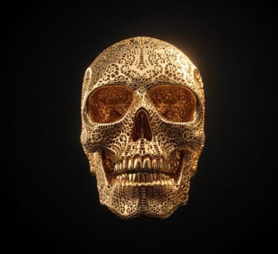 Filigree Human Skull Replica – Gothic Resin Sculpture in Multiple
