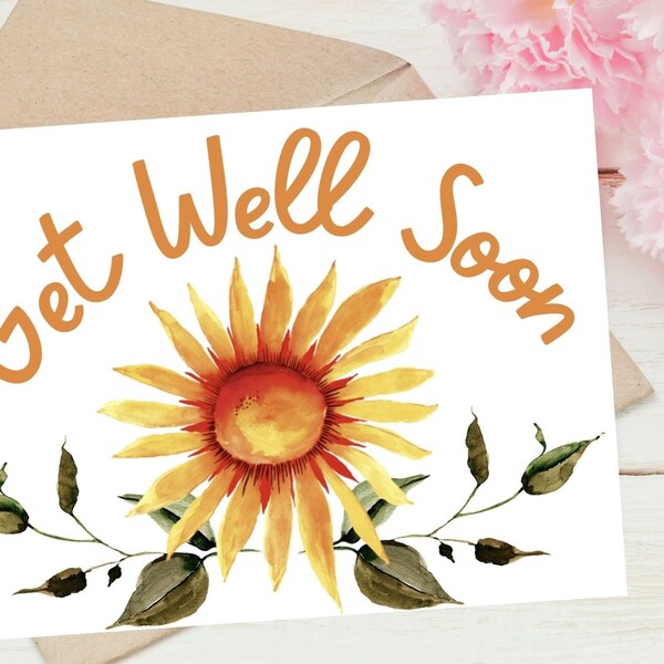 printable get well soon card, digital download, get well soon card