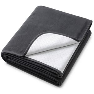 Purple GRIPME non-slip waterproof blanket 100x70cm unfolded on surface, silicone grip dots visible on reverse, stain-proof sex blanket for couples by Banana Passion