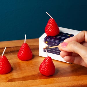 Novelty fruit candles | Cherries | Strawberries (4-Pack), Teacher Gift, Stocking Filler, Gift for her