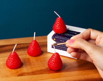 Handmade Fruit Candles: Cherry & Strawberry Soy Blend (4-Pack), Christmas Presents