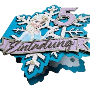Biglietto d'invito Elsa Frozen, compleanno Frozen, biglietto d'auguri, biglietto pieghevole - file di taglio SVG | ENV | DXF