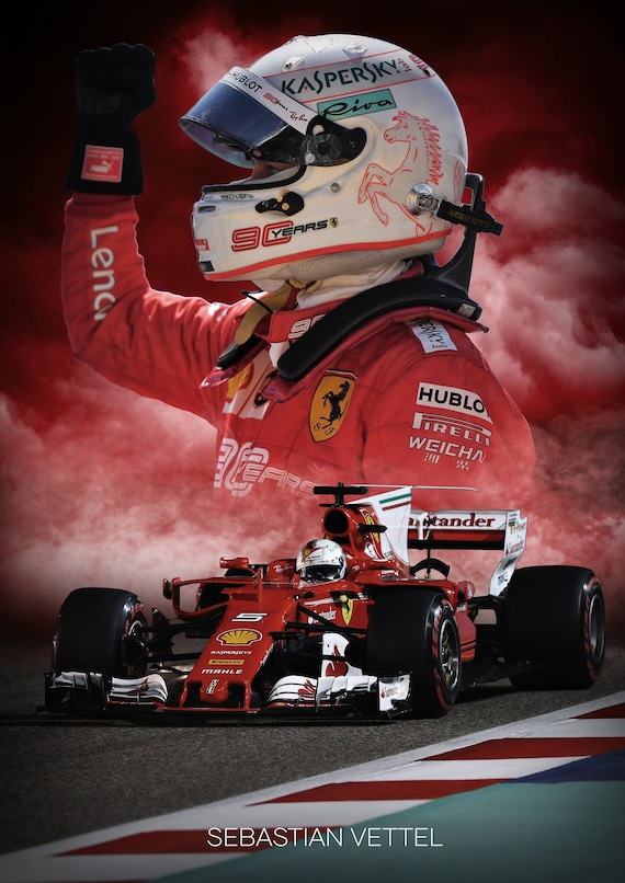 セバスチャン・ベッテル F1 フェラーリ - A4 または A3 ポスター