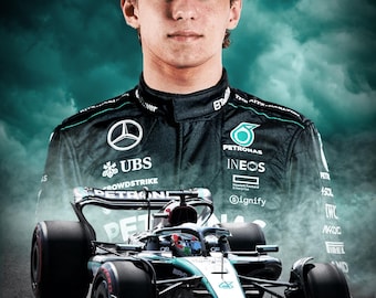 2025年にメルセデスからF1デビューしたアントネッリの直筆サイン入り色紙 アンドレア・キミ・アントネッリ F1 2025 - A4 または A3 ポスター