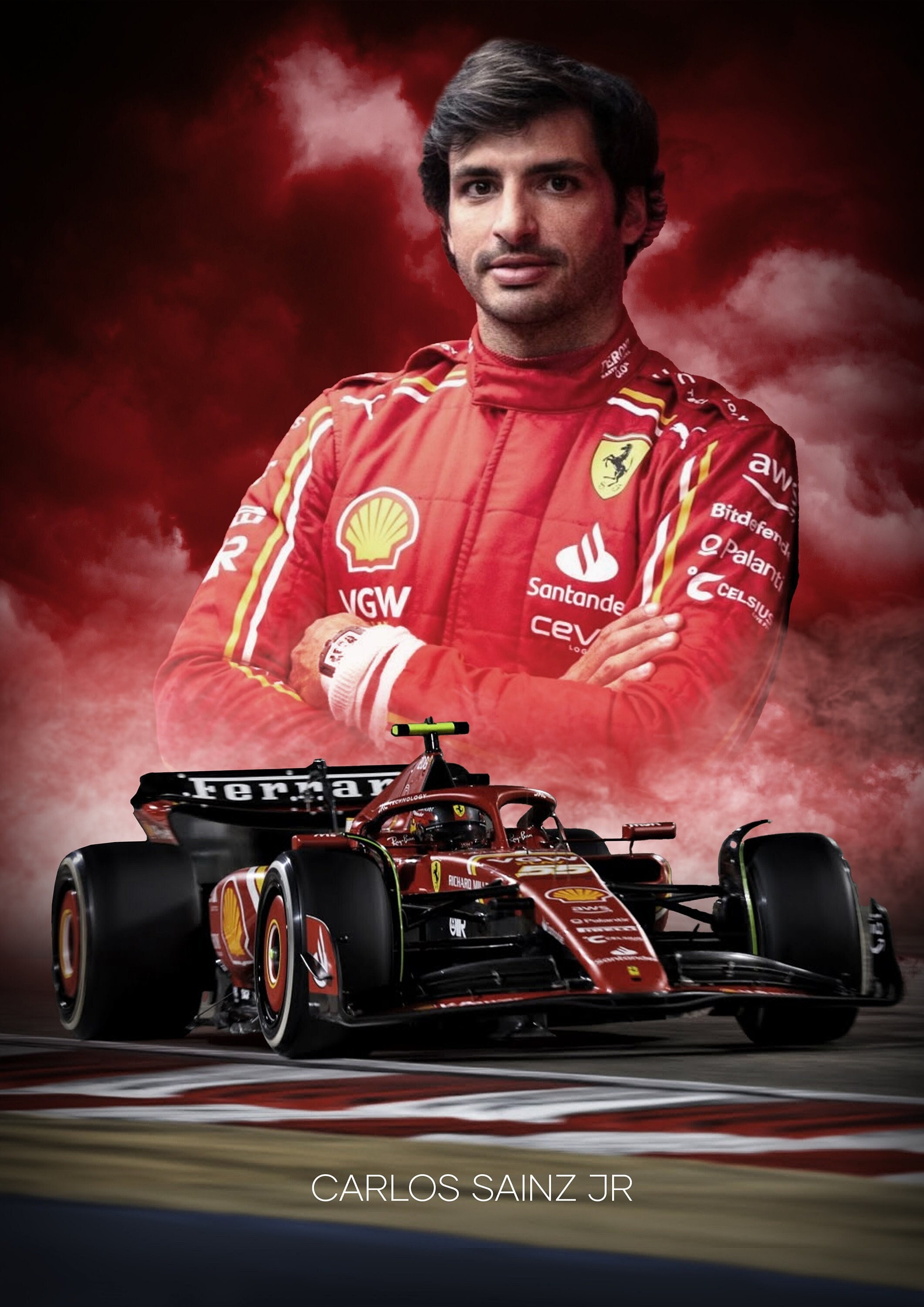 カルロス・サインツ Jr F1 2024 - A3 または A4 ポスター - Etsy 日本