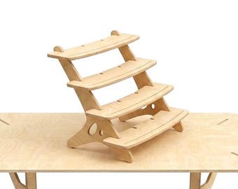 Pebble Step H-2   wooden shelf, tiered display, retail display, collapsible stand, market stall, retail shelves, craft fair, vendor stand