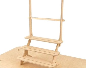 Hängande stege för sten, hylla i plywood, våningsdisplay, butiksdisplay, hopfällbart ställ, marknadsstånd, butikshyllor, hantverksmässa