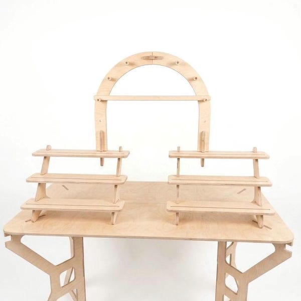 Pebble Step Bridge,Brich plywood wooden shelf, tiered display, retail display, collapsible stand, market stall, retail shelves, craft fair