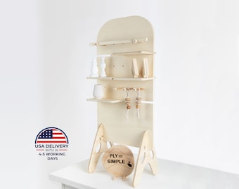 Pebble Mini 2,wooden shelf, tiered display, retail display, collapsible stand, market stall, retail shelves, craft fair, vendor stand
