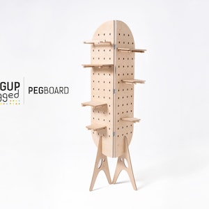 Pegup Legged Pegboard - Wood Pegboard, Folding Room Divider, market stall, Organizer, Free Standing Pegboard, Retail Display, Vendor Stand