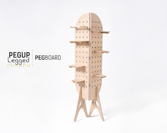 Pegup Legged Pegboard - Wood Pegboard, Folding Room Divider, market stall, Organizer, Free Standing Pegboard, Retail Display, Vendor Stand