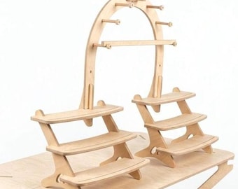 Pebble Step Bridge 2 wooden shelf, tiered display, retail display, collapsible stand, market stall, retail shelves, craft fair, vendor stand